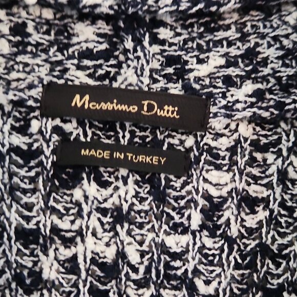 MASSIMO DUTTI | Open front cardigan marled navy white pockets sz S - Picture 6 of 7